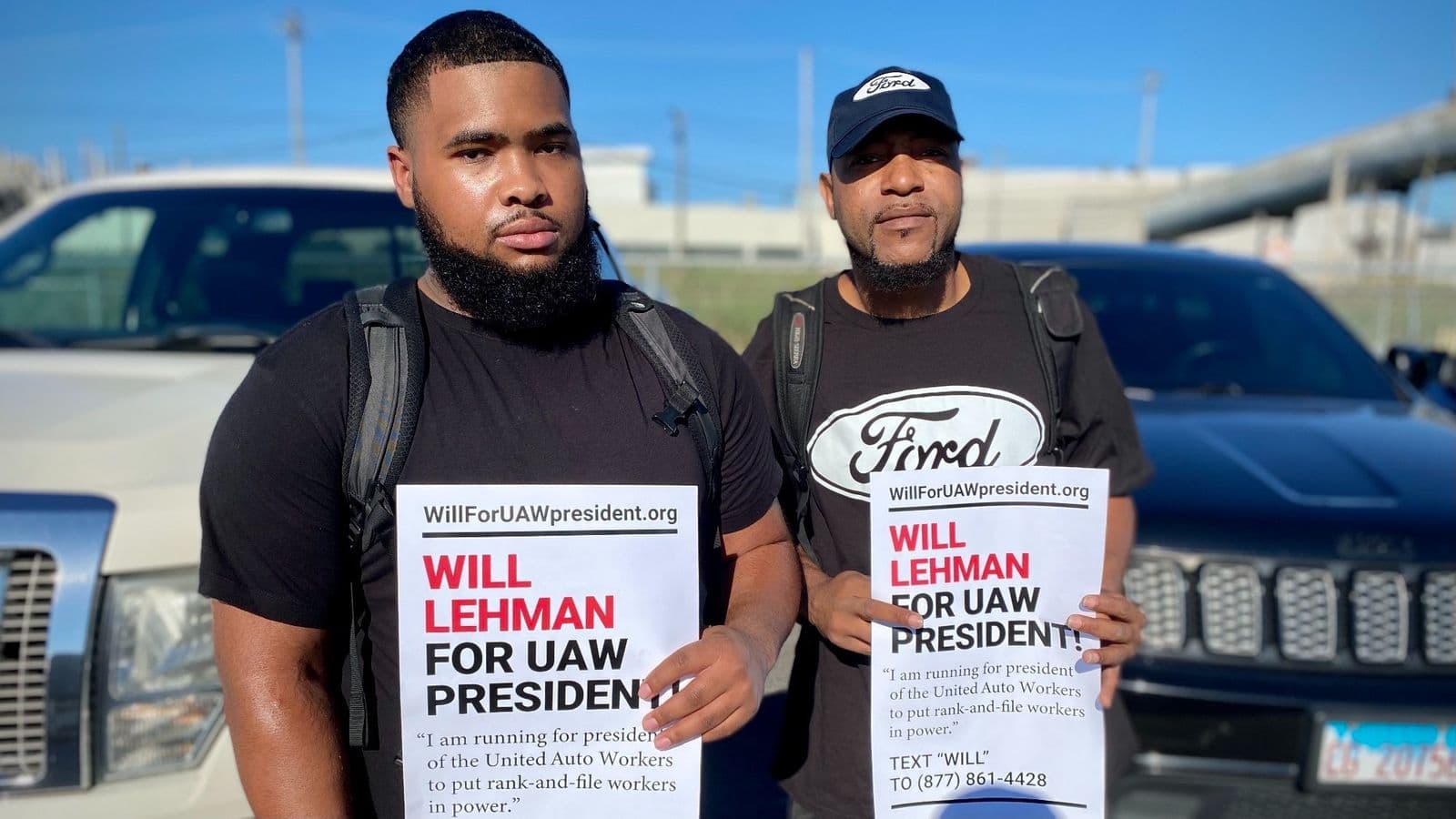 Chicago Ford workers showing support for Will Lehman for UAW President in July 2022