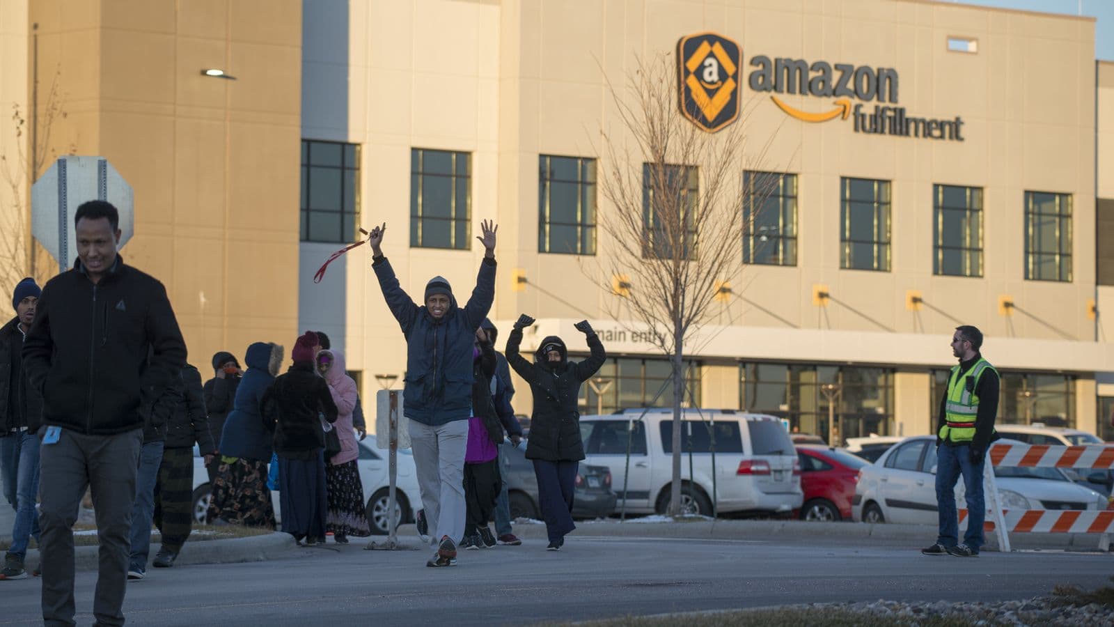 Amazon workers protesting in Minnesota. 